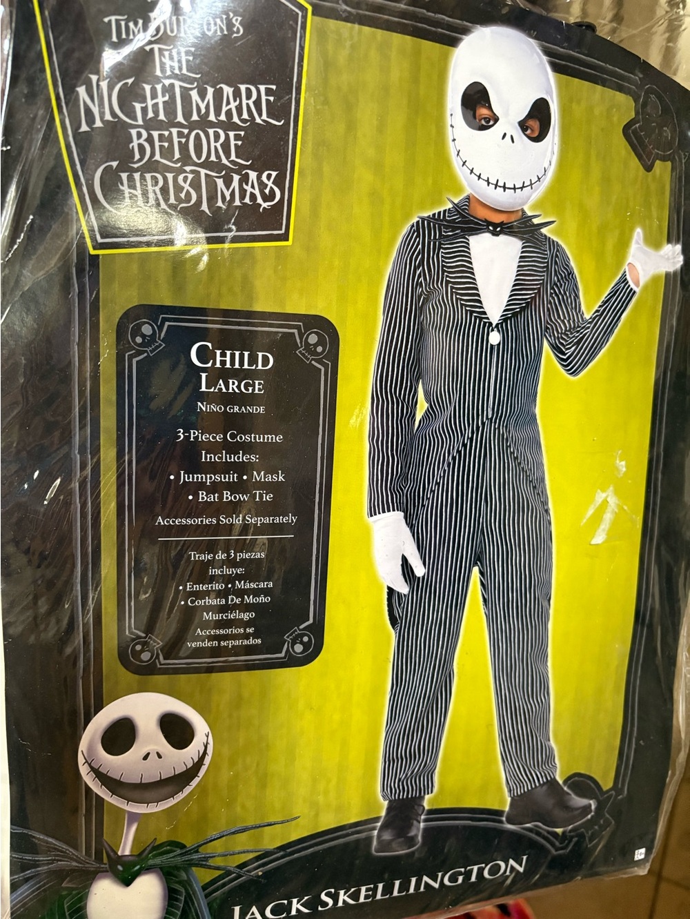 Disney Jack Skellington Halloween costume jumpsuit kids boy size L (10-14 years)
